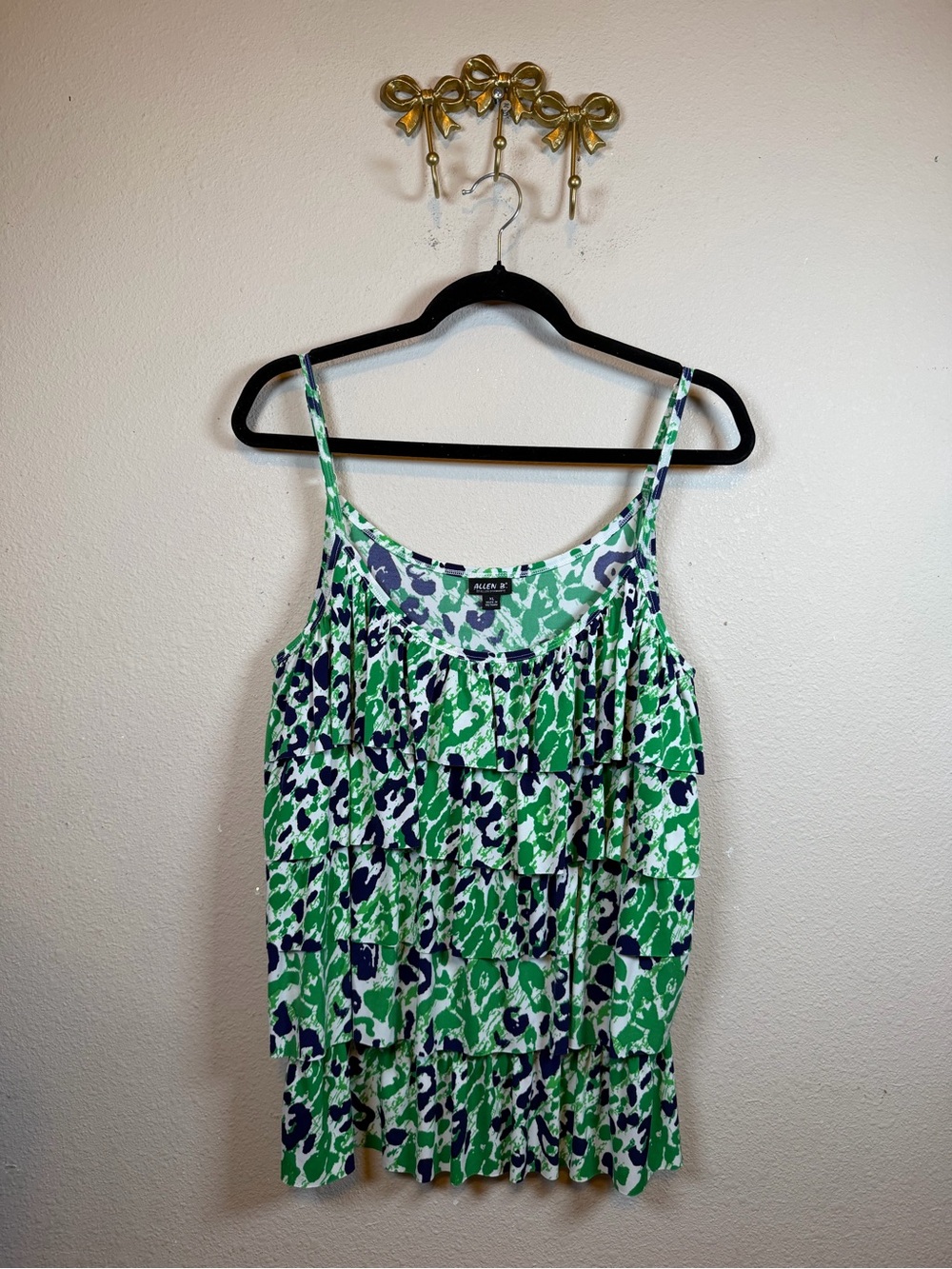 Allen B. Green and Navy Abstract Tiered Tank Top size XL